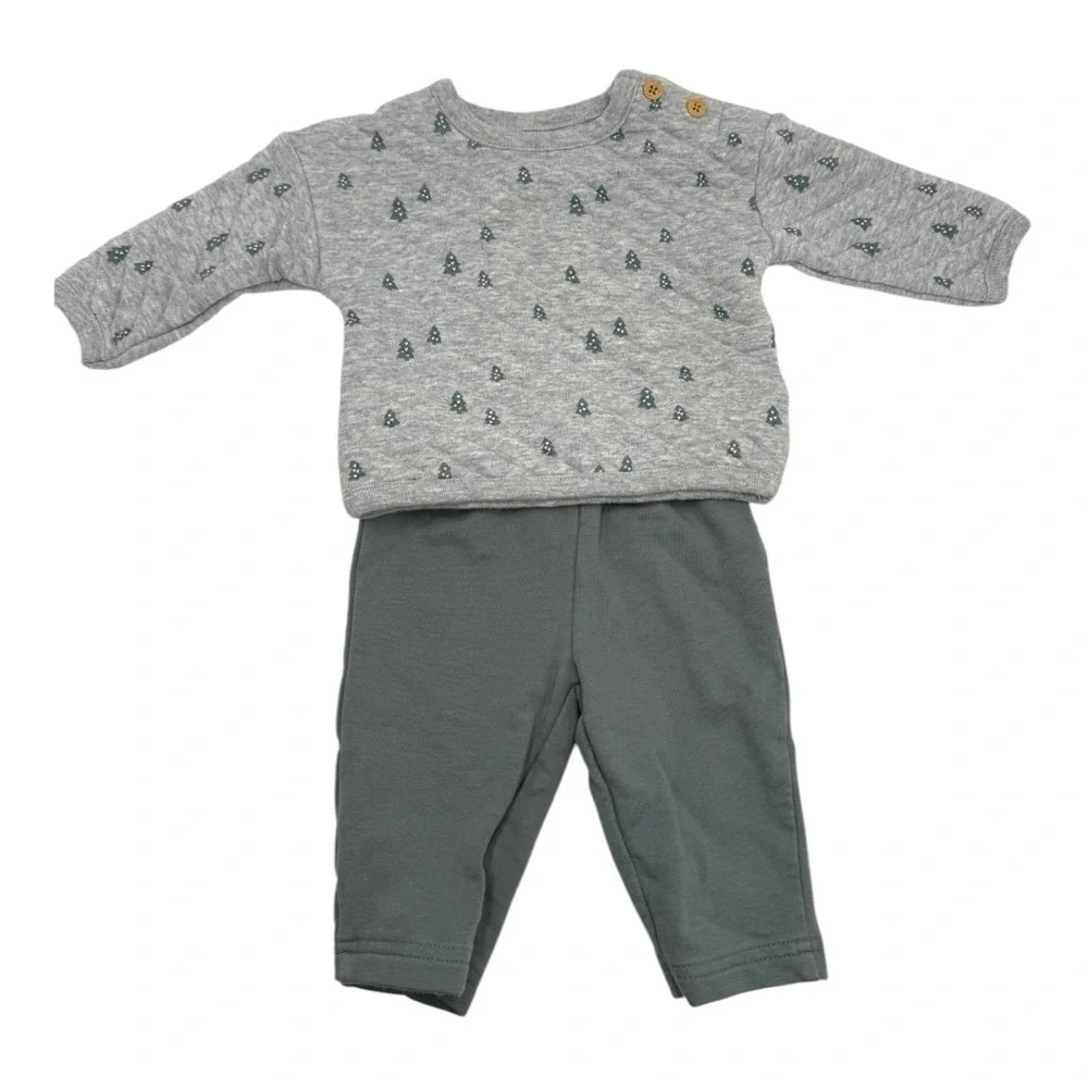 Little Planet Organic Carter’s Evergreen Trees Quilted Sweatshirt Pants Set